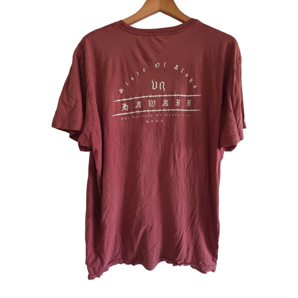 RVCA Mens Vintage Wash VA Hawaii State of Aloha Graphic T-Shirt Burgundy XXL - Picture 6 of 8